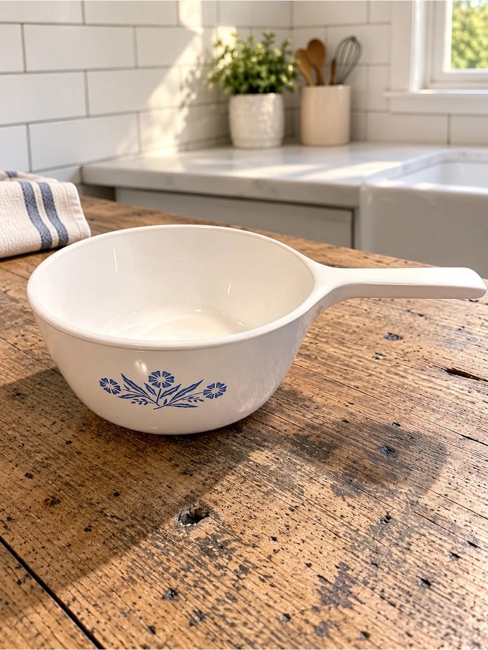 Vintage CorningWare Blue Cornflower Menuette 3-Piece Pan Set + Glass Lid | USA